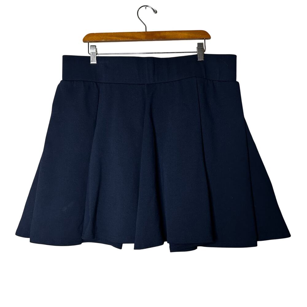 Elhoffer Essentials Pleated Skater Skirt Size 3XL Navy‎ Ponte Elastic Waistband